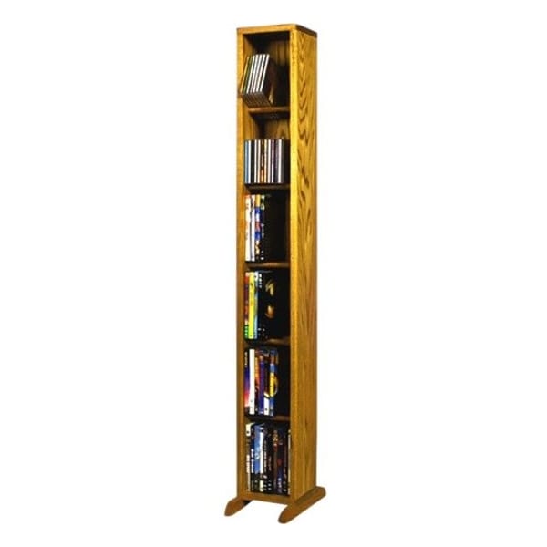 Wood Shed The Wood Shed Solid Oak 6 Row Dowel DVD Cabinet Tower Capacity 80 DVD's Honey Oak Finish 615 - main
