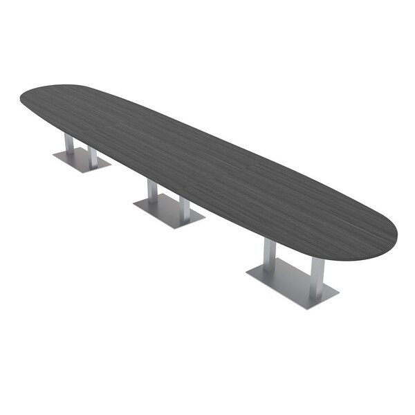Skutchi Designs Boval Conference Table With Power Unit, 48 in W, 216 in L, Grey HAR-BOVL-48X216-DOU-WA7949-NA - main
