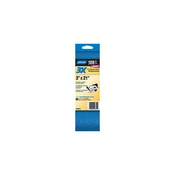 Norton Co Sanding Belt, 3 in W, 21 in L, 120 Grit, Fine, Zirconia Aluminum Abrasive 49610 - main