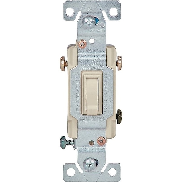 Eaton Wiring Devices Toggle Switch, 15 A, 120 V, Polycarbonate Housing Material, Ivory 1303-7V-BOX - main