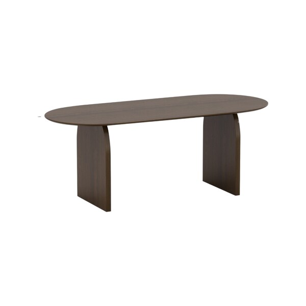 Homeroots 79" Brown Solid Wood Double Pedestal Base Oval Dining Table 712216 - main