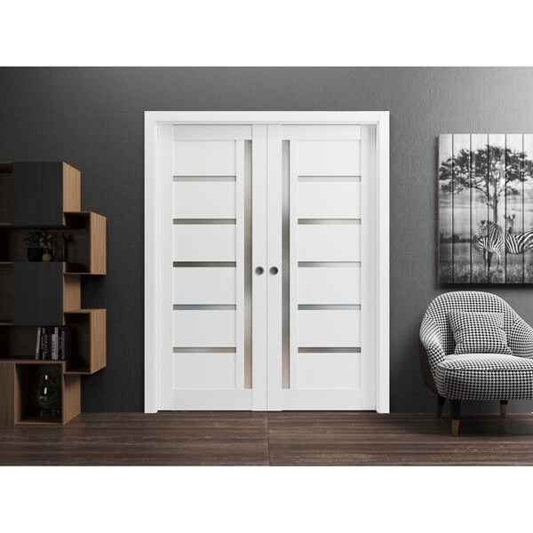Sartodoors Double Pocket Interior Door, 48" x 80", White QUADRO4088DP-WS-48 - main