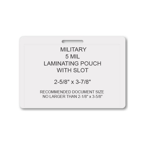 Sircle SircleLam Military Pouches w/Slot- 5 mil, 100PK MIL-05WS - main