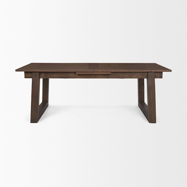 Homeroots 106" Dark Brown Solid Wood Self-Storing Leaf Sled Base Extendable Dining Table 604023 - main