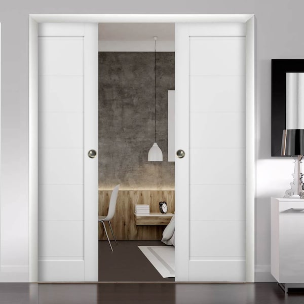 Sartodoors Double Pocket Interior Door, 36" x 80", White QUADRO4115DP-WS-36 - main