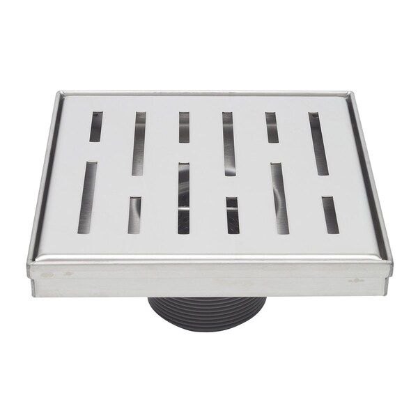 B&K 6-in Polished Chrome Off-set Pattern Square 2-in Shower Drain 133-015S01 - main