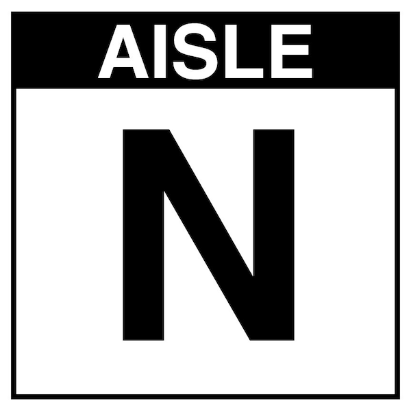 5S Supplies Warehouse Aisle N Sign - 24in x 24in - DOUBLE - BRKT - PVC AISLE-N-24X24-DOUBLE-BRKT - main