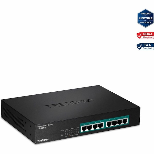 Trendnet 8-PORT GIGABIT GREENNET POE+ SWITCH, RACK MOUNTABLE TPE-TG81G - main