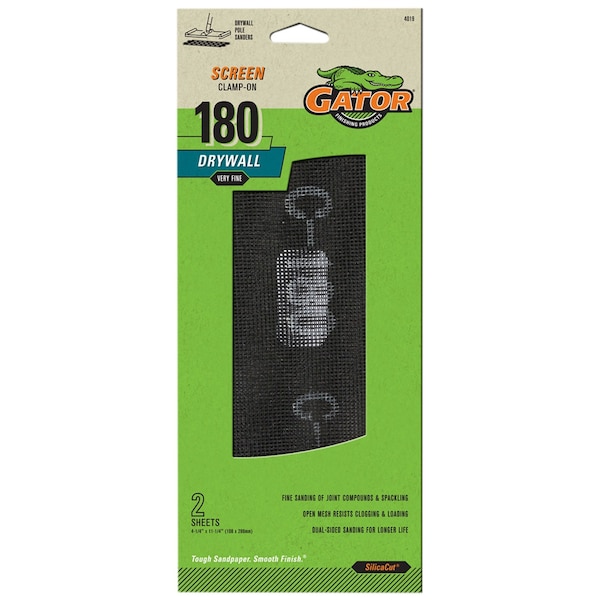 Gator Finishing SilicaCut Drywall Clamp-On Sanding Screen, 180 Grit, Fine, 2PK 4019 - main