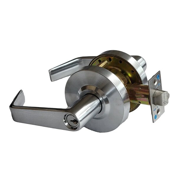 Ecs Hardware Commercial Lever Set Handle, 2-3/4 Standard Backset, Satin Chrome, Storeroom, Grade 2 ECSH-CL201-SC-ST - main