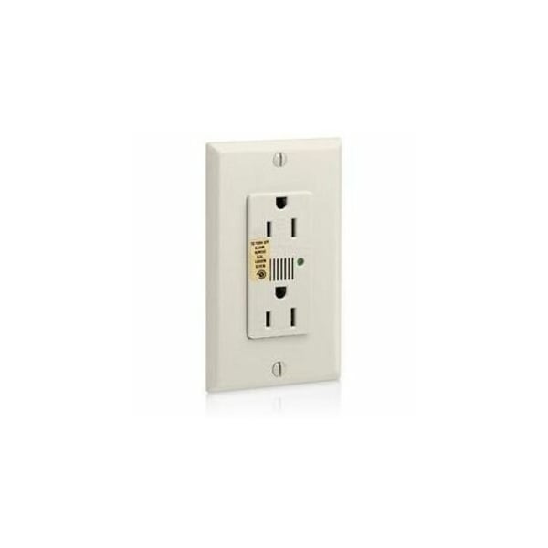 Leviton Surge Protector Receptacle, 15 Amp, 125 Volt, 5-15R NEMA, Light Almond 7280-T - main