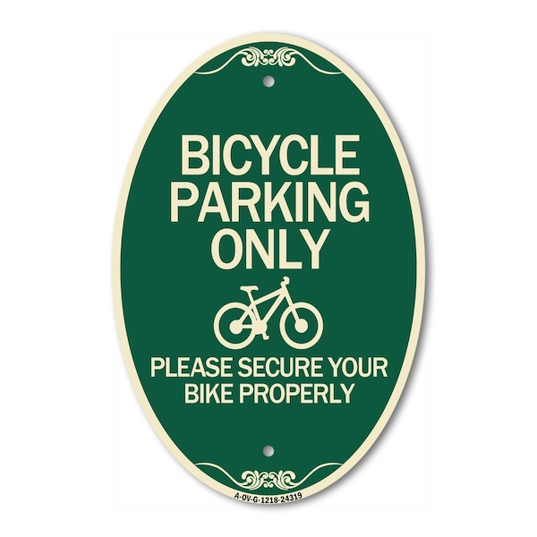 Signmission Bicycle Parking Only Please Secure Your Bike , 12 In X 18 In Architectural, Heavy Gauge Aluminum A-OV-G-1218-24319 - main