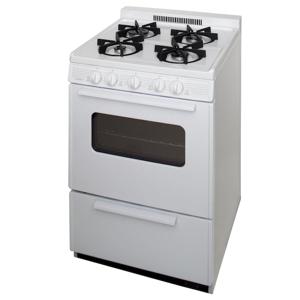 Premier Gas Range, Battery Ignition, 4 Sealed Burners, 24 inW x 37.5 inH x 26 inD, 2.42 cu. ft. Oven, White 805775 - main