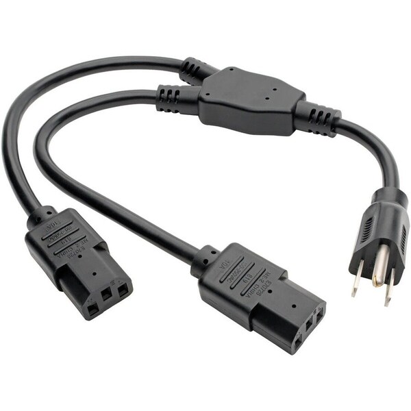Eaton Tripp Lite Series Y Splitter Power Cable, NEMA 5-15P to 2x C13 - 10A, 125V, 18 AWG, 1.5 ft. P006-18N-2 - main
