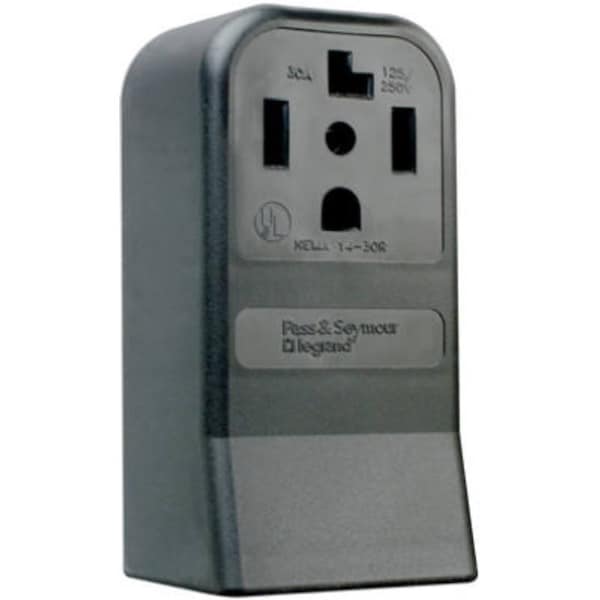 Legrand Straight Blade Receptacle, 14-30R, 30 A, 125/250V AC, 3 Pole, 4 Wire, Surface Mount, Grounded 3884CC6 - main