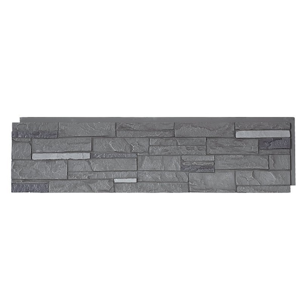Durakwik Stone Siding Panel, 13 in L, 48 in W, 2 in Thick, Interlocking Edge, Ledgestone Profile, Volcano Ash, 4PK 308VAP - main