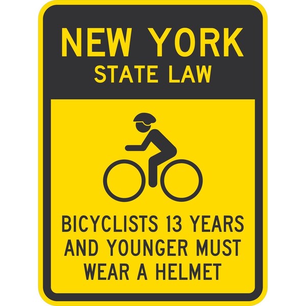 Lyle Bicyclists 13 Years And Younger Must Wear A Helmet (Cyc, 18x24, High Intensity Prismatic, Yellow G-10790-HI_18x24 - main