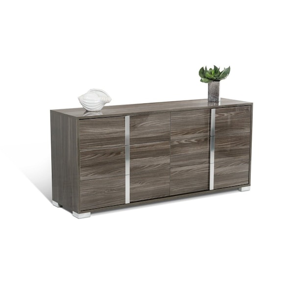 Homeroots Updated Rustic Gray Wash And Chrome 3 Drawer Dresser 282675 - main