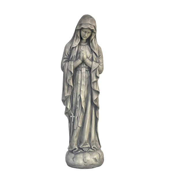 Homeroots 32in Gray Polyresin Virgin Mary Outdoor Statue 521179 - main