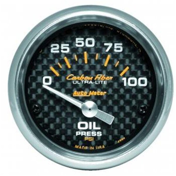 Auto Meter 4727 Carbon Fiber Electric Oil Pressure Gauge 2.06 in. 0100 PSI ATM4727 - main
