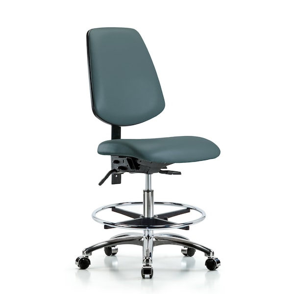 Blue Ridge Ergonomics Medium Bench Chair No Arms, 22" to 29" Height, Vinyl, Colonial Blue BR-VMBCH-MB-CR-T0-A0-CF-CC-8546 - main