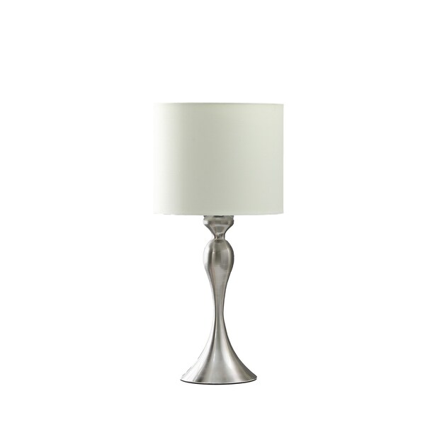 Homeroots 25" Silver Metal Table Lamp With Off White Drum Shade 524253 - main
