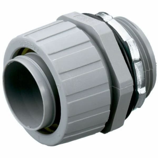 Hubbell Wiring Device-Kellems Conduit Fitting Connector, 1-1/2 in, Threaded, Nylon, Zinc Plated, Gray P150NGY - main