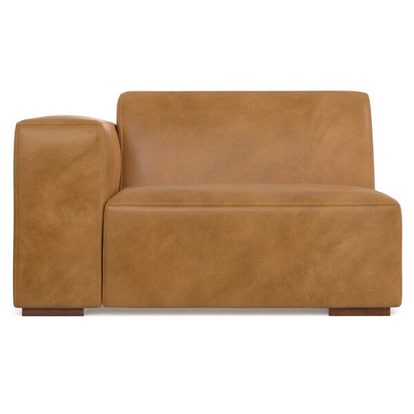 Homeroots 44" Sienna Leather Modular Sofa With Brown Legs 641033 - main
