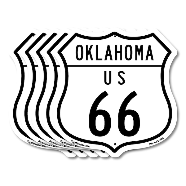 Signmission Oklahoma Route Marker Shield Sign Us 66, 12 inch X 12 inch, Aluminum Metal Sign, 5PK SHI-A-5Pack-12-426 - main