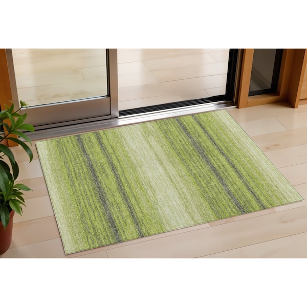 Homeroots 3' X 5' Lime Green Ivory And Black Abstract Washable Indoor Outdoor Area Rug 599976 - main