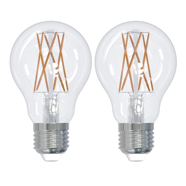 Bulbrite 75-Watt Equivalent A19 Clear Dimmable Edison LED Light Bulb Warm White, 2PK 861578 - main