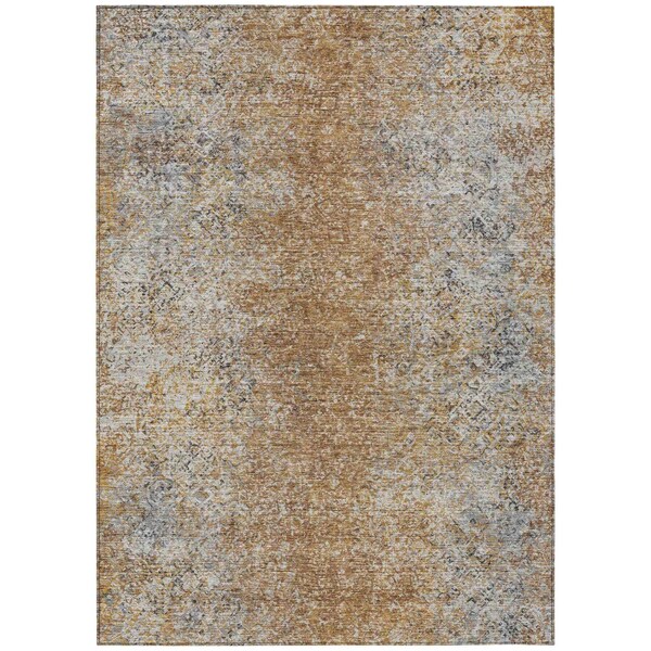 Homeroots 8' X 10' Terra Cotta Silver And Charcoal Oriental Washable Indoor Outdoor Area Rug 588849 - main
