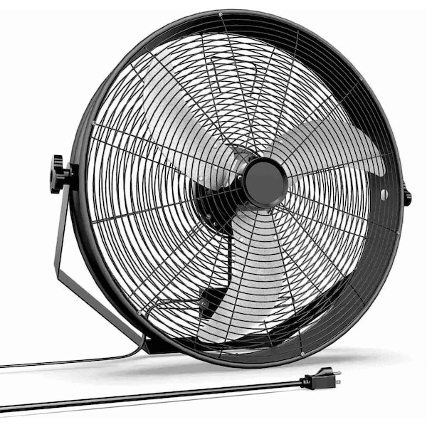Simple Deluxe 20 Inch High Velocity Wall Mount Fan with Rack, 3 Speed Industrial/Commercial Metal Ventilation Fan HIFANXWALL20RK02 - main