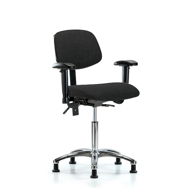 Blue Ridge Ergonomics Medium Bench Chair Chair, Fab, Med Ben, Chr Tilt AA Glides, Blk, Adjustable Arms, 22" to 29" Height BR-FMBCH-CR-T1-A1-NF-RG-F42 - main