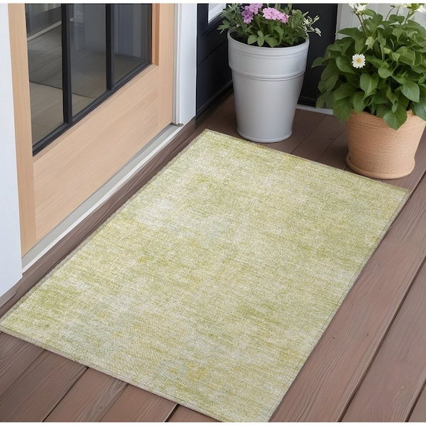 Homeroots 3' X 5' Gold Abstract Washable Non Skid Indoor Outdoor Area Rug 564254 - main