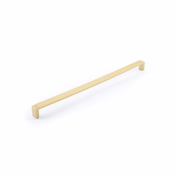 Schaub 12-5/8in Center to Center Quadrato Wide Cabinet Pull Signature Satin Brass Finish 20018-SSB - main