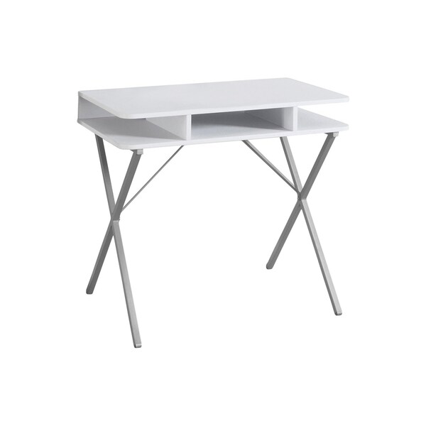 Homeroots 32" White and Silver Computer Desk 333371 - main