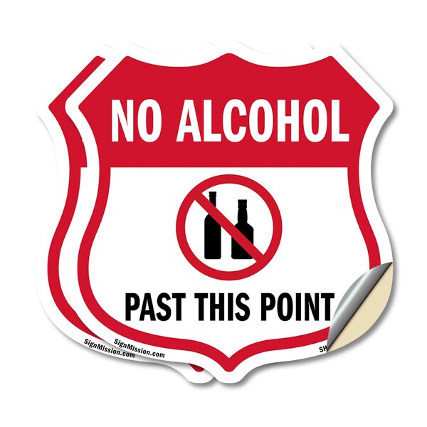 Signmission No Alcohol Shield Sign No Alcohol Past T, 12 inch X 12 inch, Vinyl Decal, 2PK SHI-D-2PACK-12-390 - main
