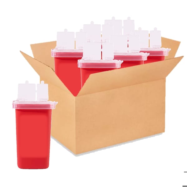 Dealmed Sharps Container 1 Quart Flip Lid Red, 100PK 781901 - main