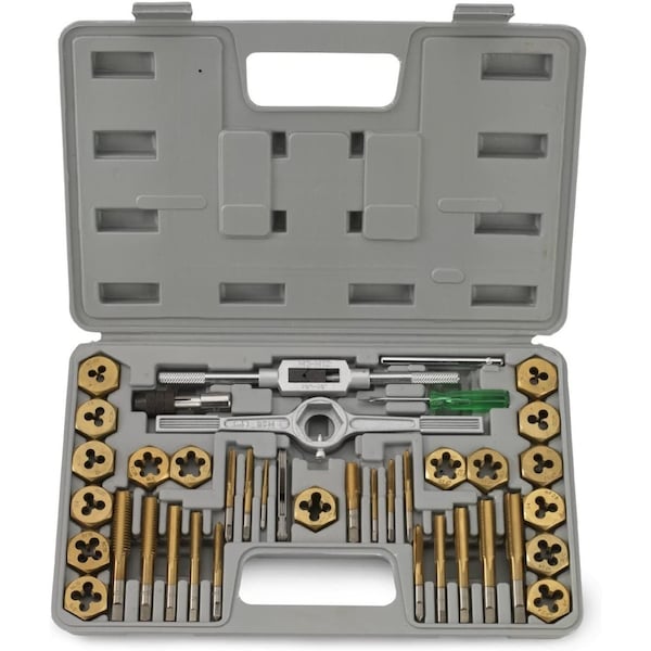 Neiko SAE Tap and Die Set, Titanium-Coated Alloy Steel Taps and Dies, Large Threading-Tool Kit, 40-Piece 00911A - main