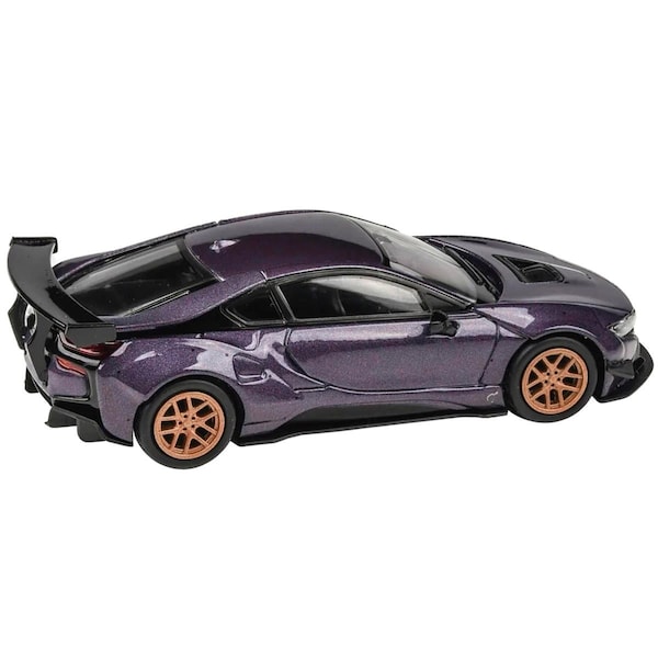 Time2Play Twilight Purple Metallic with Gold Wheels 1 by 64 Scale Diecast Model Car for BMW i8 Liberty Walk TI2942650 - main