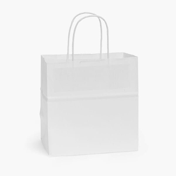 Nashville Wraps White Kraft Paper Shopping Bags, Junior 8x5x8in, 25PK MP8WH - main