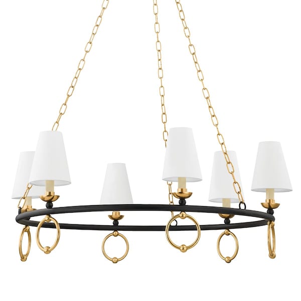 Mitzi Ariel Okin X Haverford 6 Light Chandelier 9.25 In. Aged Brass H757806-AGB/TBK - main