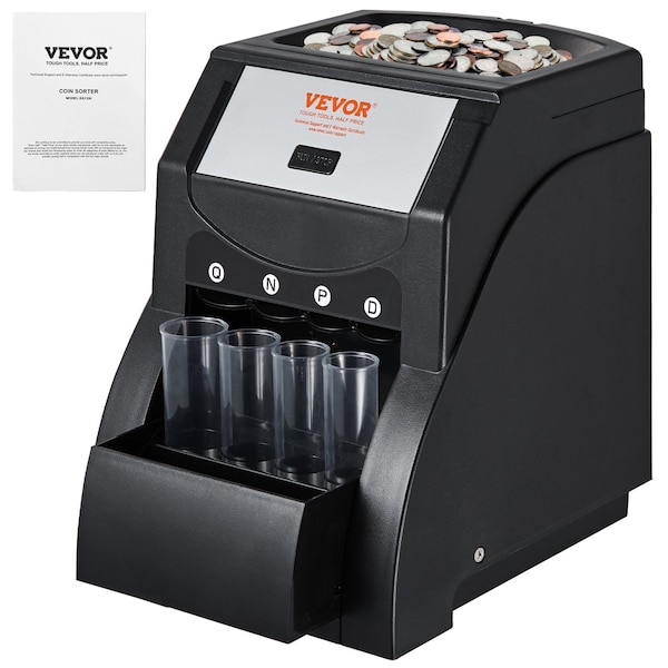 Vevor USD Coin Sorter Coin Counter Wrapper and Roller 300 Coins/min LCD Display 1550 - main