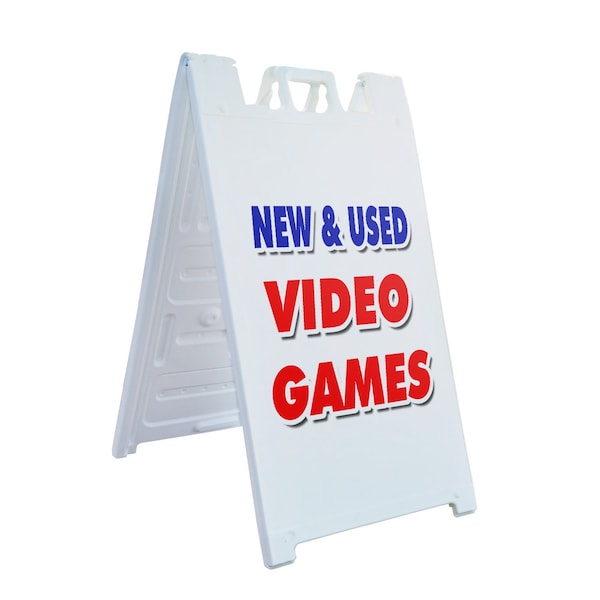 Signmission New & Used Video Games, A-Frame & 2 Decals Installed, Heavy-Duty Plastic Frame SBHD-D-2436-New & Used Video Games - main