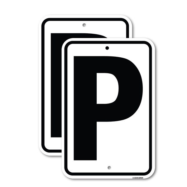 Signmission Sign with Letter P, 18'' X 24'' 2 Signs, Heavy Gauge Aluminum, 2PK A-1824-2PACK-22934 - main
