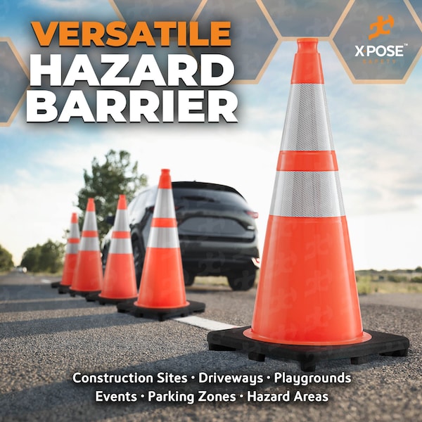 Xpose Safety Traffic Safety Cone, 28 in, PVC, Dual 6 in & 4