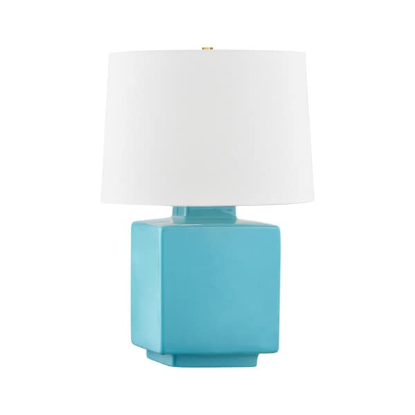 Hudson Valley Lighting Hawley 1 Light Table Lamp 15 In. Aged Brass/ Ceramic Gloss Turquoise L8821-AGB/CTQ - main