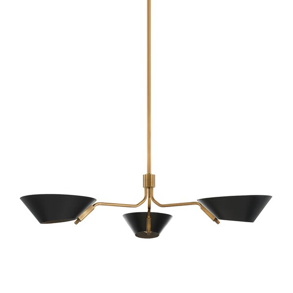Troy Lighting Sacramento 3 Light Chandelier 43 In. Patina Brass/Soft Black F8143-PBR/SBK - main
