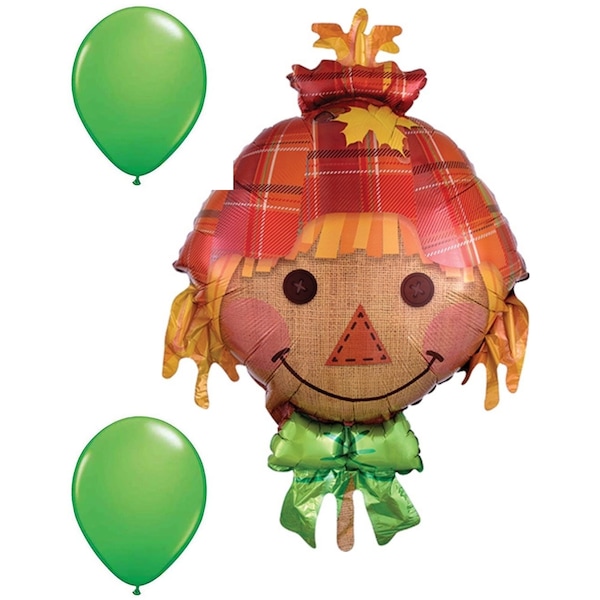 Loonballoon 26 Inch Happy Scarecrow Jr Shape Foil Balloon- Green Latex Set merch-Balloons-87528 - main